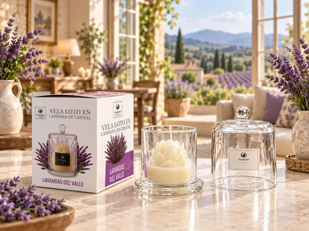 VELA LOTO AROMÁTICA EN CAMPANA DE CRISTAL