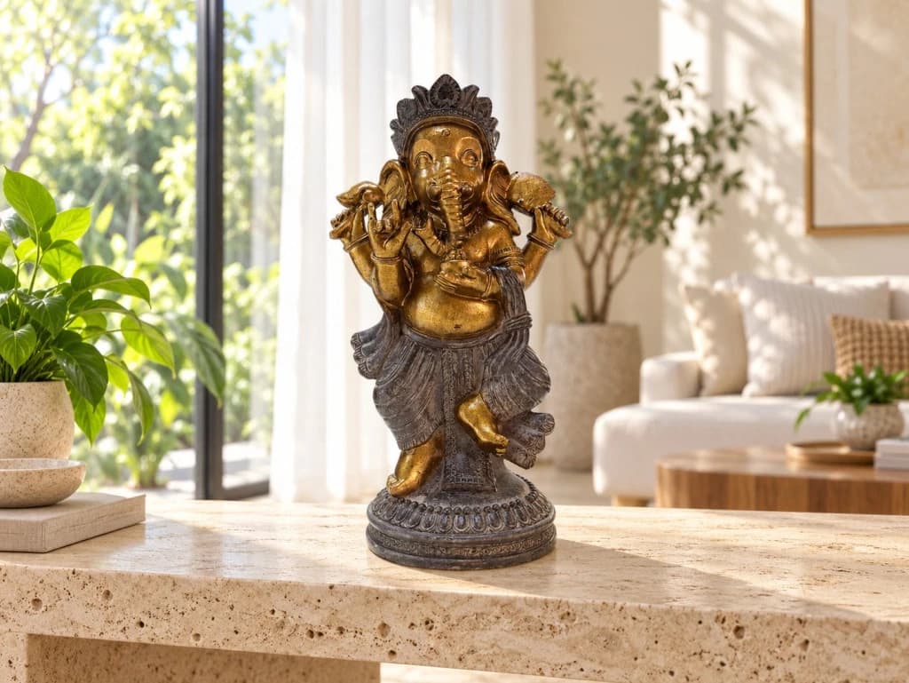 Ganesh parado oro y marron 31 cm