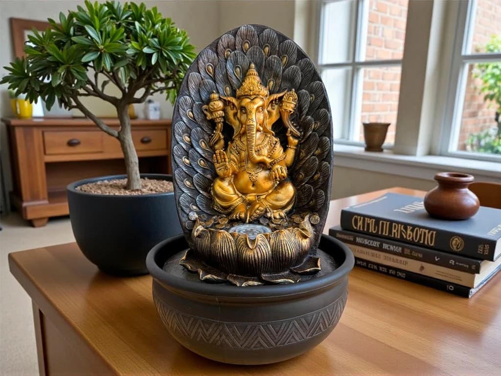 FUENTE DE AGUA GANESH REAL CON LED 40CM