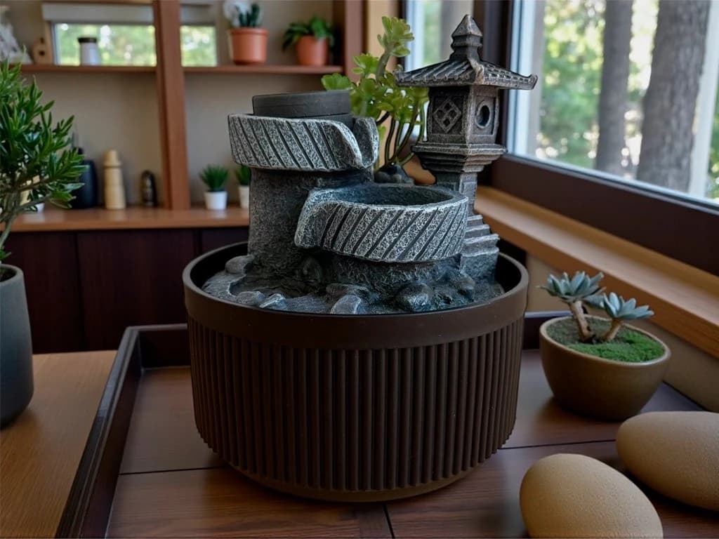 FUENTE DE AGUA DECO CON PLANTA 21CM